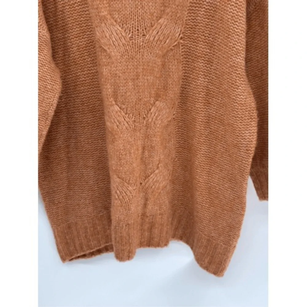 Aerie Sweater Chunky Oversized‎ Tunic Women Medium Orange Tan Long Sleeve Knit
